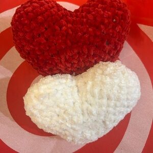 Cozy Heart-Shaped Red and White Plush Pillows/Stuffies